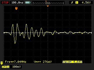 Measurement of power supply noise after linear regulation through the TI chip, showing extremely clean power delivery essential for reliable operation.