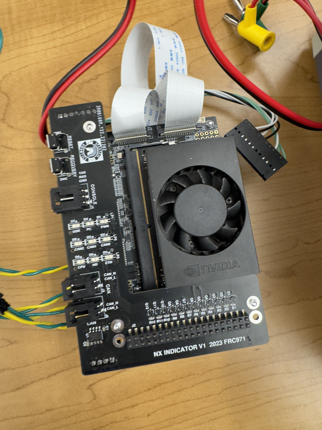 Jetson Orin NX computing module wired and assembled.