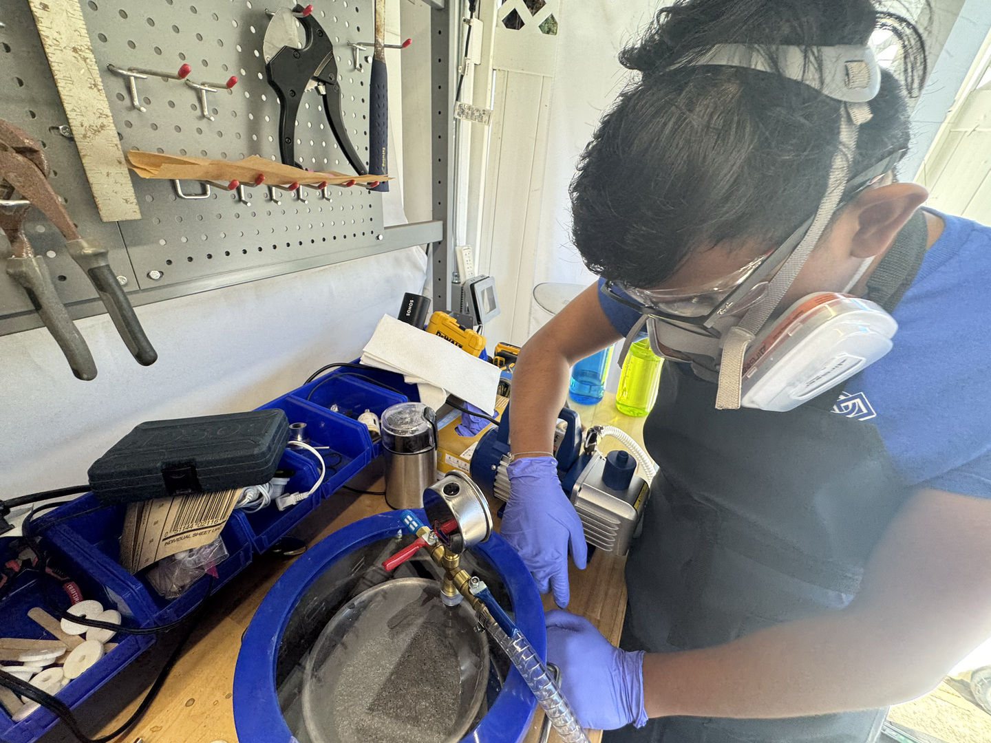 Mixing up the APCP propellant for maximum thrust output.