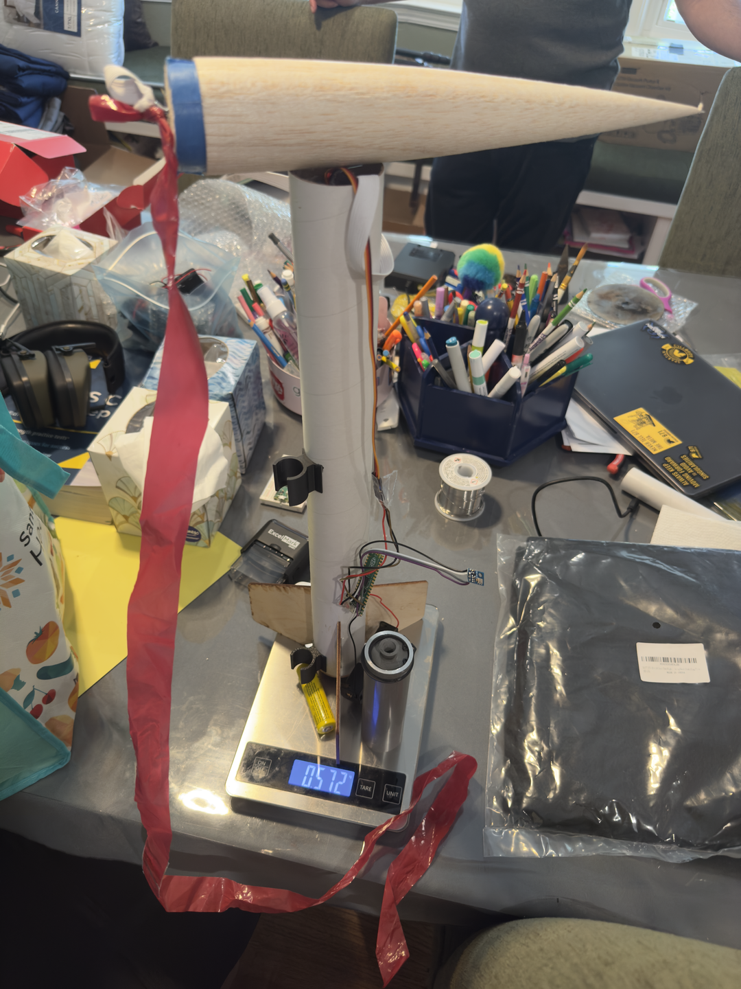 The fully assembled rocket, ready for flight testing.