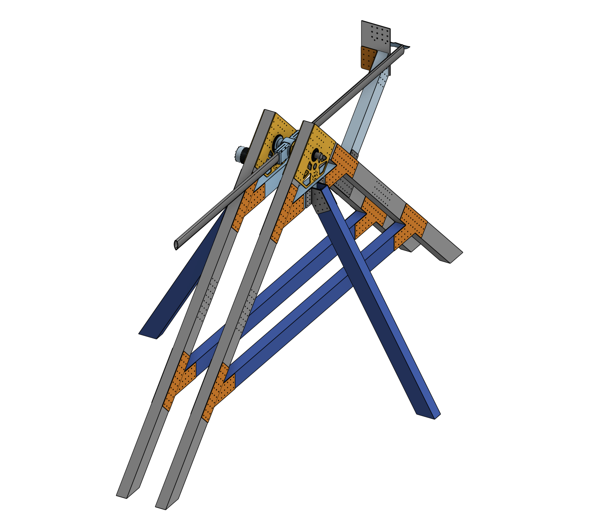 Isometric view of the mostly completed SkyDrive assembly with the rocket release system.