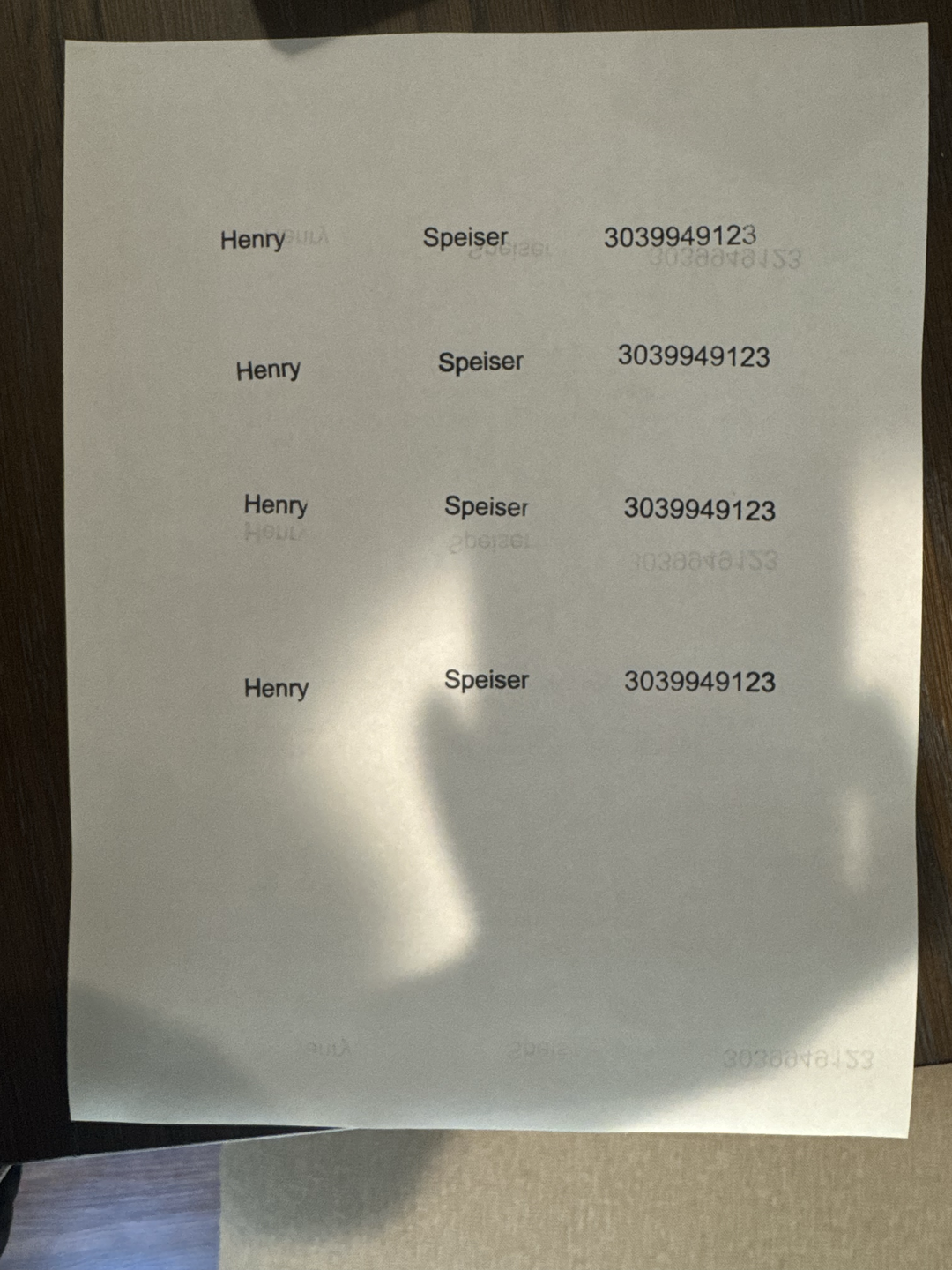 Examples of stamped test pages using the device.
